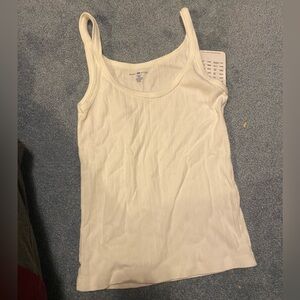 Brandy Melville White Ribbed Pointelle Tank Top
